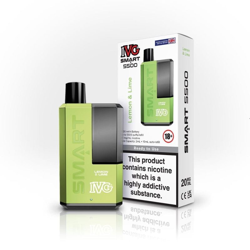 ivg smart 5500 puff disposable vape lemon and lime 57699395666247