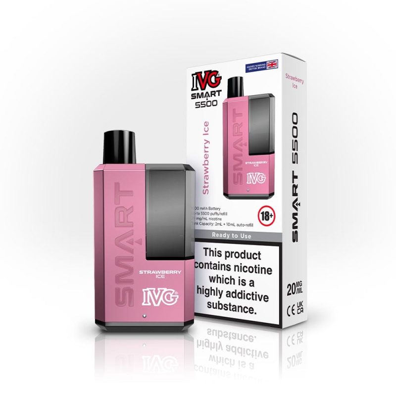 ivg smart 5500 puff disposable vape strawberry ice 57699376529735