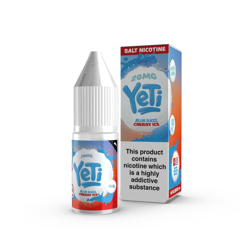 yeti 10ml salt nicotine e liquid blue razz cherry ice 20mg 51961090048327